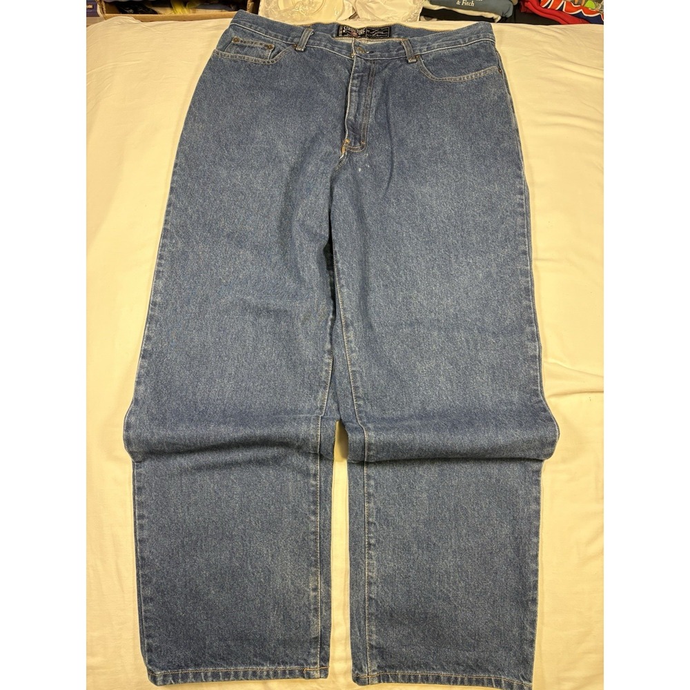 Vintage Structure Baggy Fit Jeans Mens 36x32 Dark Stone Wash 90s